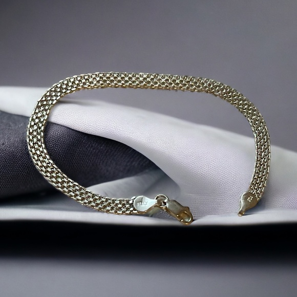 Sterling Basket Weave Bracelet - Italy - 7 925 STERLING MADE FROM ITALY BASKET WEAVE BRACELET - 7”